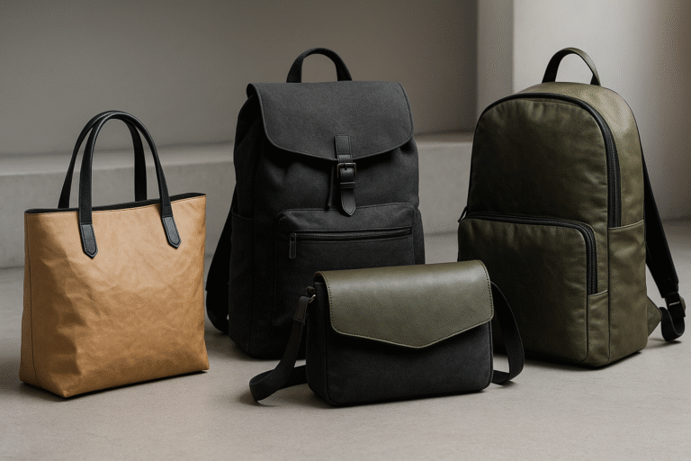 Bolsas e mochilas premium feitas com materiais reciclados